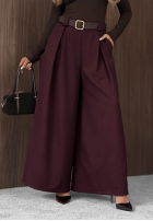 materiálové Kalhoty wide leg z paskiem Simple Elegance černé
