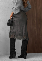 Sukně maxi z koronką Subtle Lace čokoládová