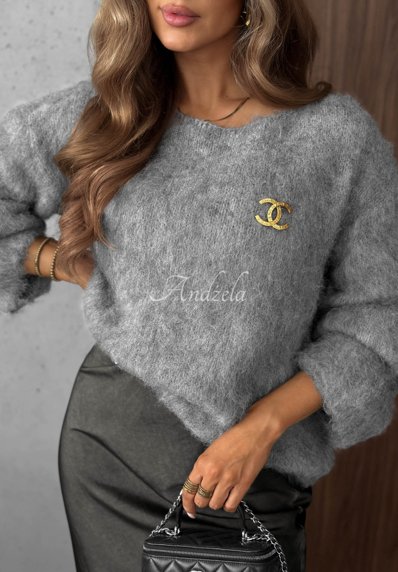 Měkký svetr s vlnou Pretty Softness šedý