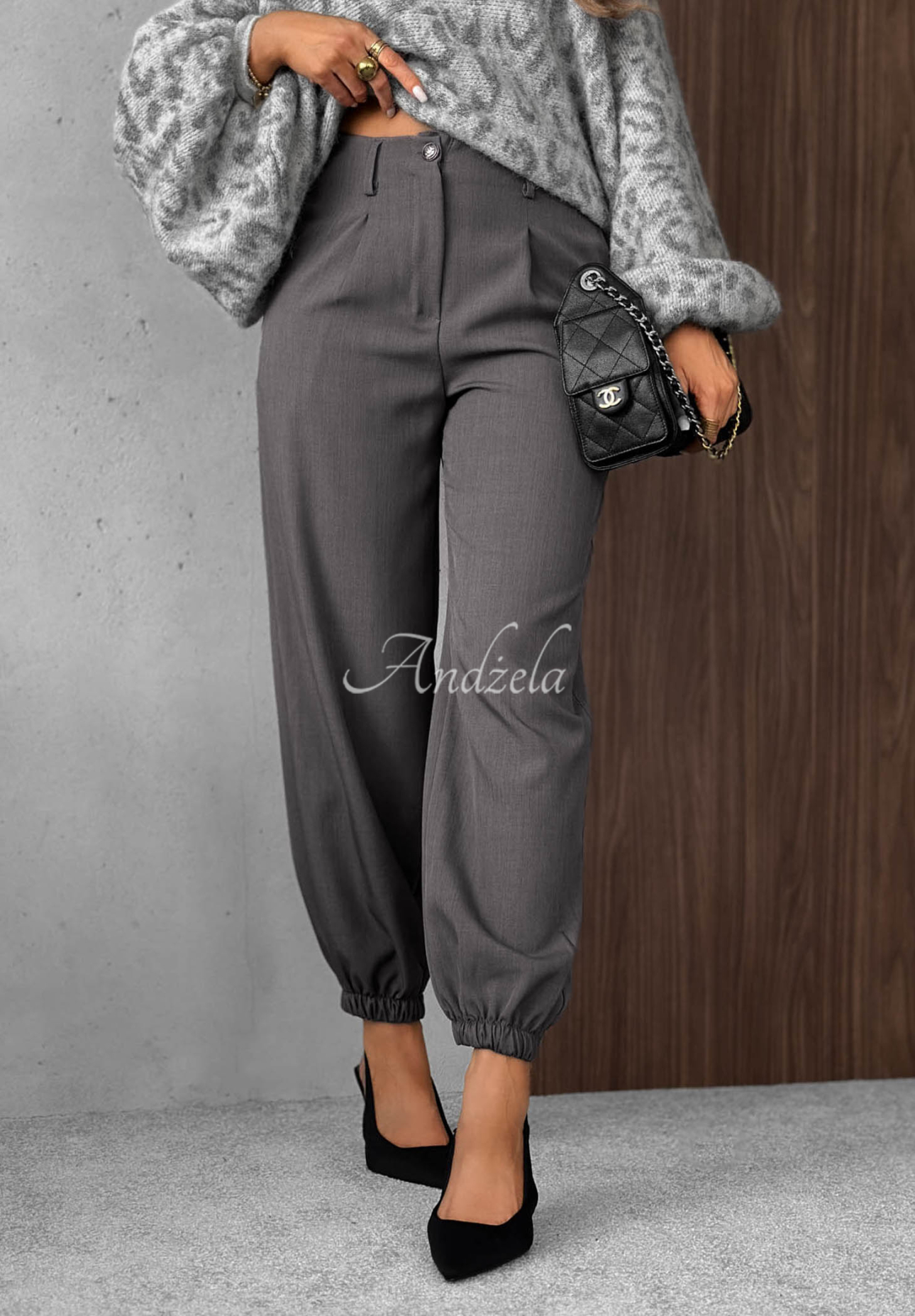 Elegantní kalhoty jogger s gumou v pase Good For Me šedé