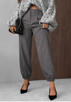 Eleganckie Kalhoty joggery z gumką pasu Timeless Poise šedé