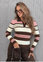 Prążkowana Halenka z kołnierzykiem w paski Cozy Moments khaki