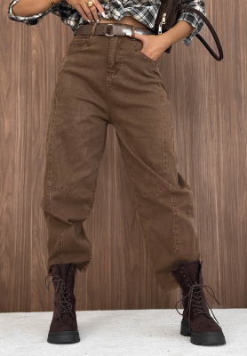 Džíny banana s páskem Dune Denim tmavě velbloudí