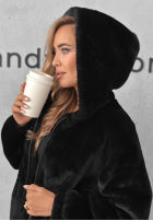 Krátká Bunda futerko s kapucí Fluffy Babe béžová