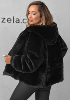 Krátká Bunda futerko s kapucí Fluffy Babe béžová