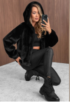 Krátká Bunda futerko s kapucí Fluffy Babe béžová