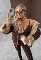 Bunda parka z futerkiem Frozen Kiss čokoládová