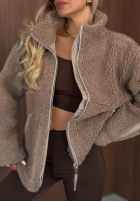 Bunda kożuszek sherpa z kołnierzem Cozy Darling čokoládová