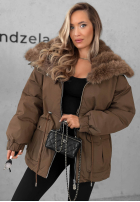 Krátká Bunda parka z futerkiem Last Chapter čokoládová