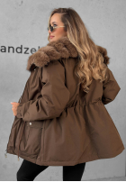 Krátká Bunda parka z futerkiem Last Chapter čokoládová