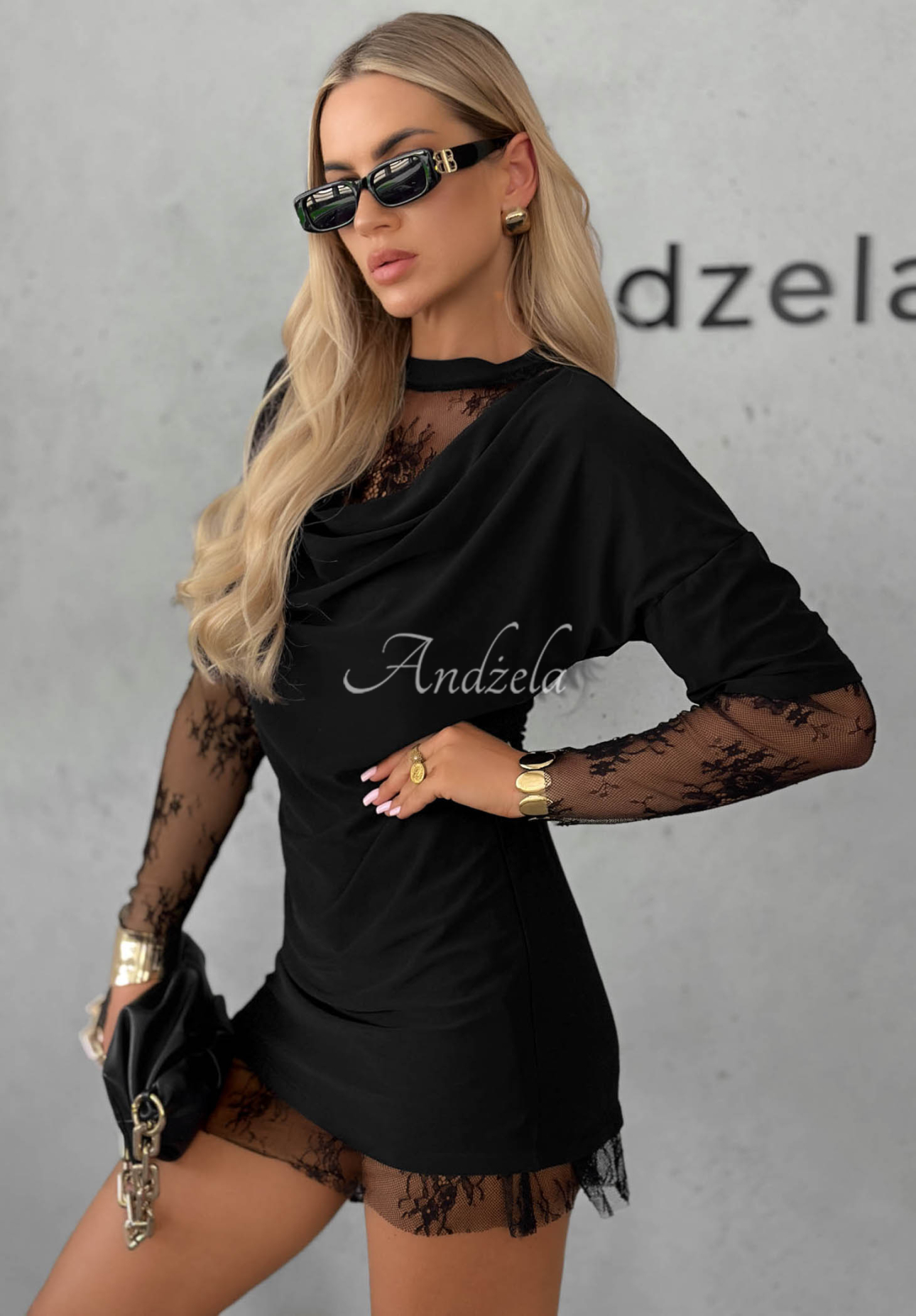 Mini šaty s krajkou Elegant Affair černá