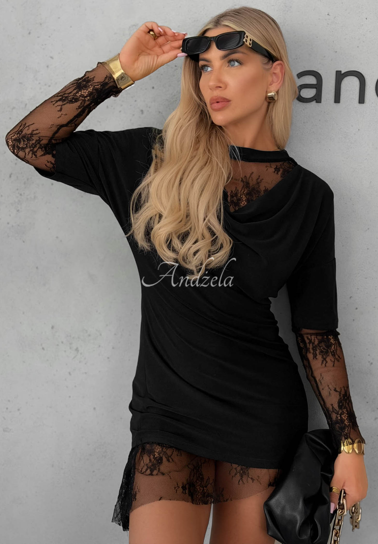 Mini šaty s krajkou Elegant Affair černá