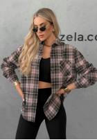 Košile z kołnierzem w kratę Pine Valley čokoládová