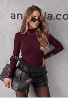 Prążkowana Halenka z wiskozy Essential Fit vínová