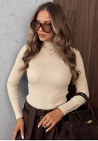 Prążkowana Halenka z wiskozy Essential Fit vínová
