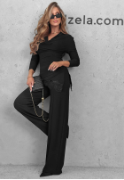 Elegancki Souprava Halenka z koronką i Kalhoty Boss Babe Černé