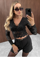 Krátká koronkowa Halenka longsleeve Sweet Sin černá