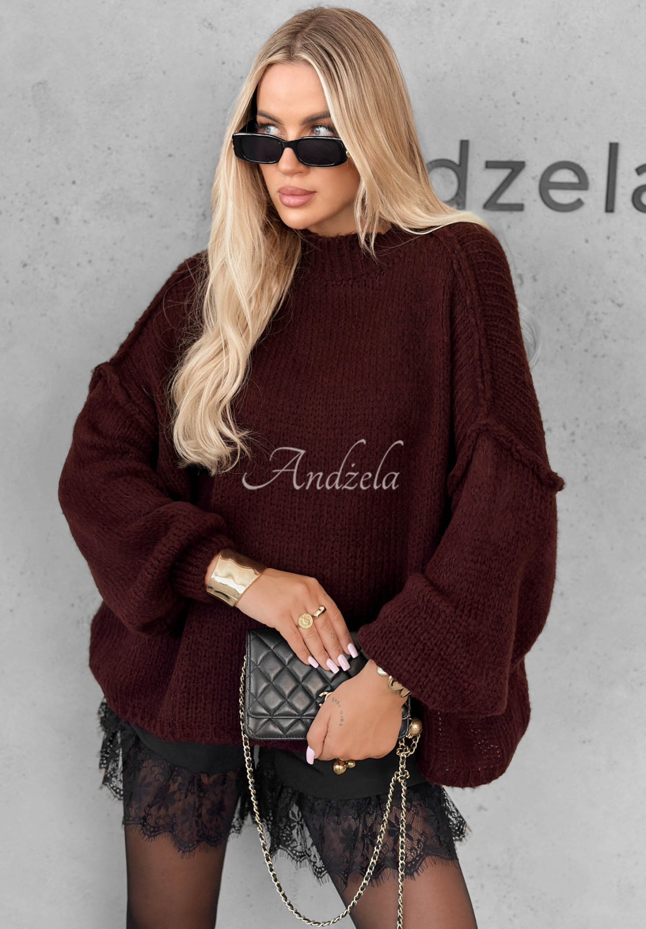 Měkký oversize svetr November Mist vínový