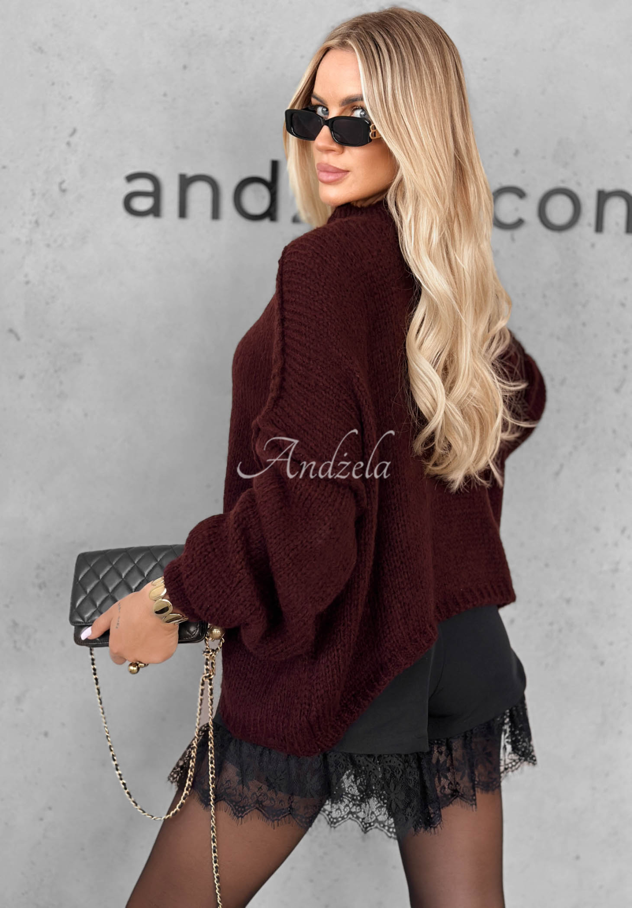 Měkký oversize svetr November Mist vínový