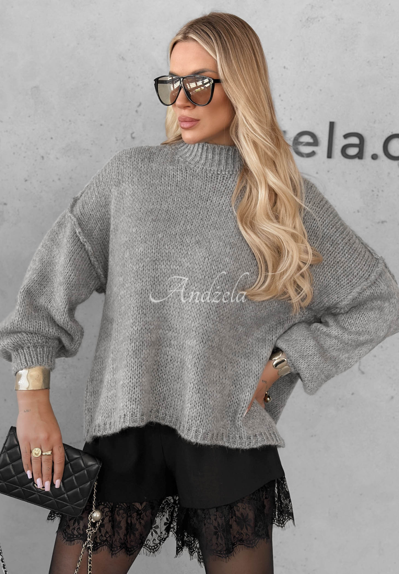 Měkký oversize svetr November Mist šedý
