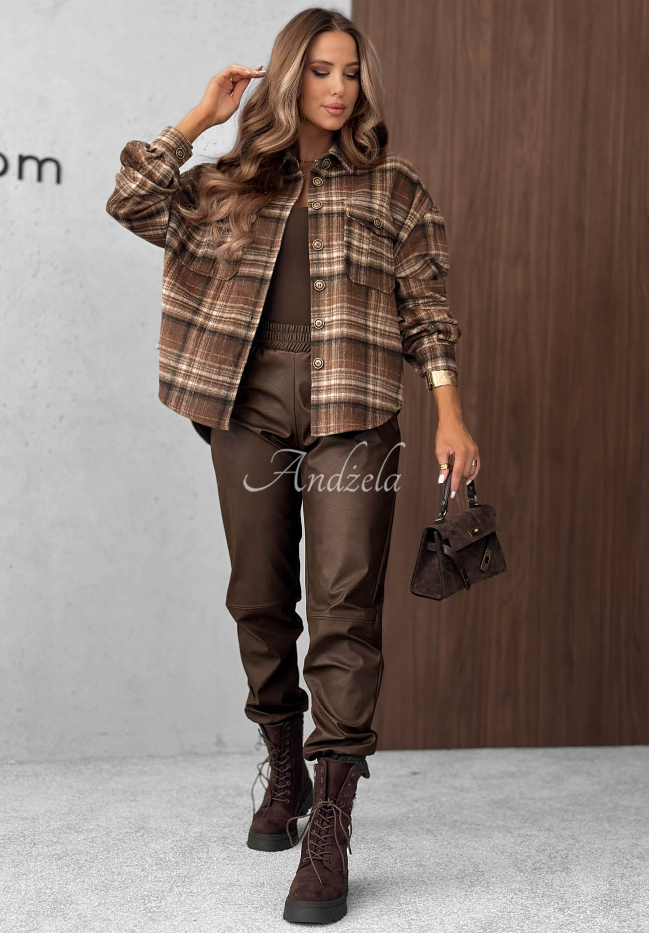Károvaná košile s vlnou Maple Plaid čokoládová