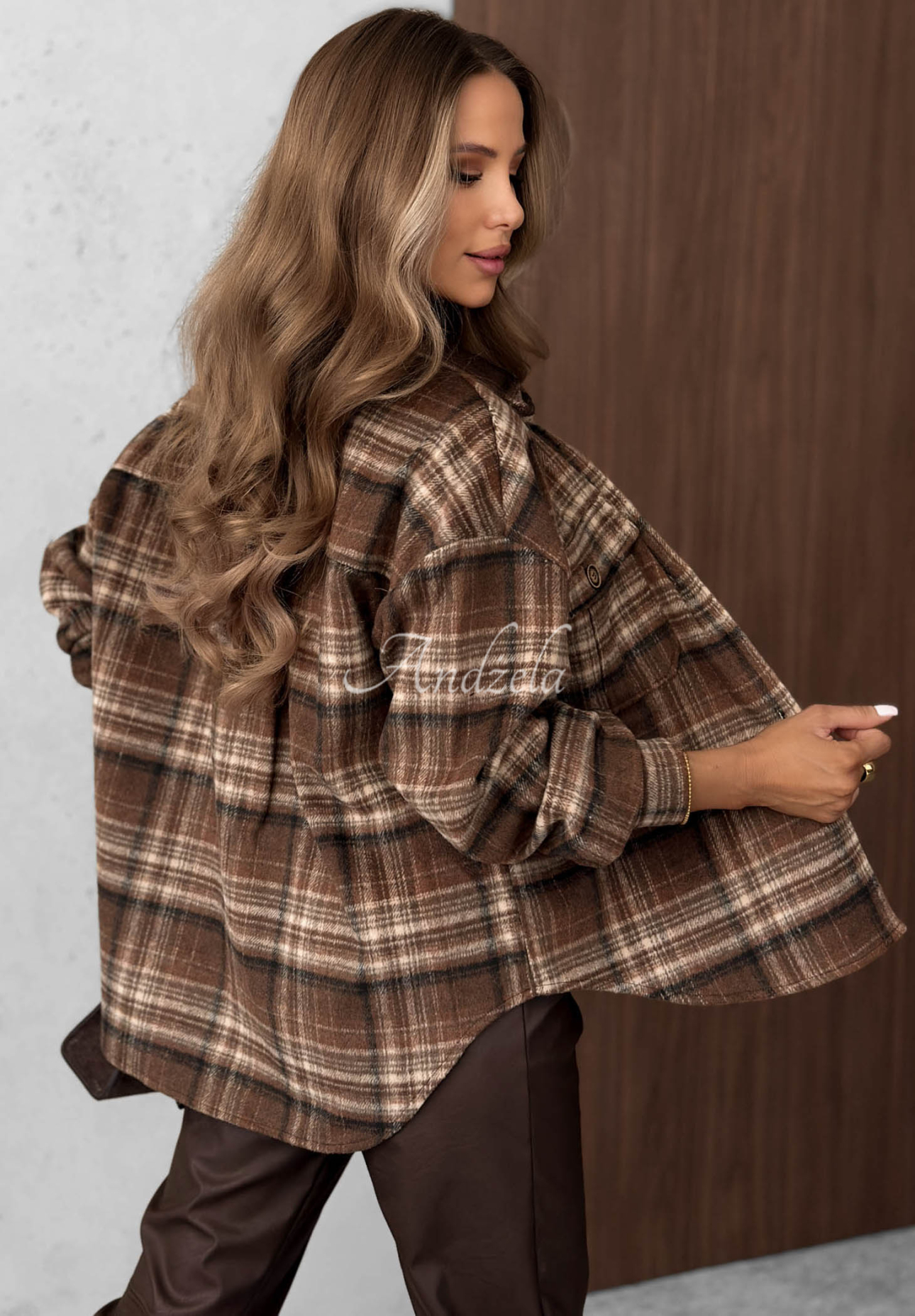 Károvaná košile s vlnou Maple Plaid čokoládová