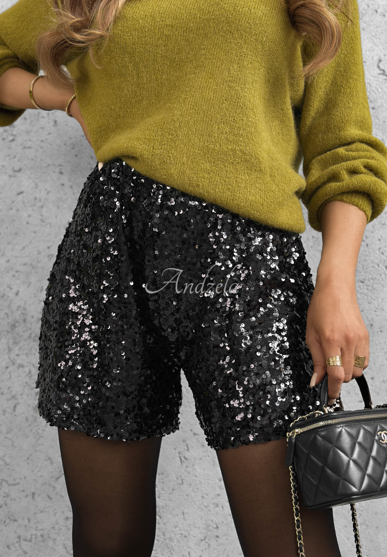 Krátké flitrové šortky Sparkle Desire černé