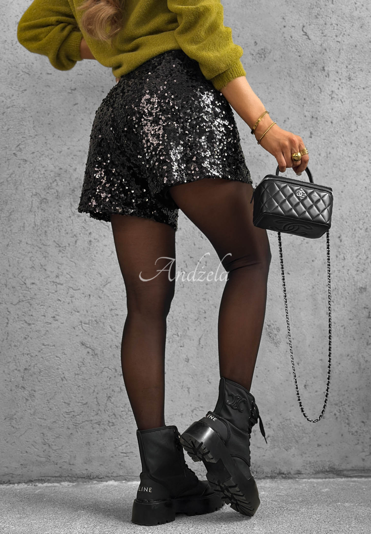 Krátké flitrové šortky Sparkle Desire černé