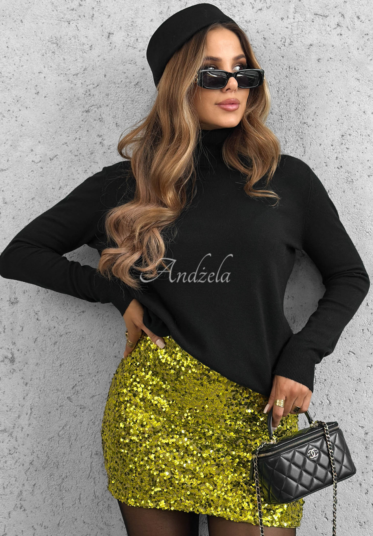 Flitrová mini sukně Glitter Doll zelený awokado