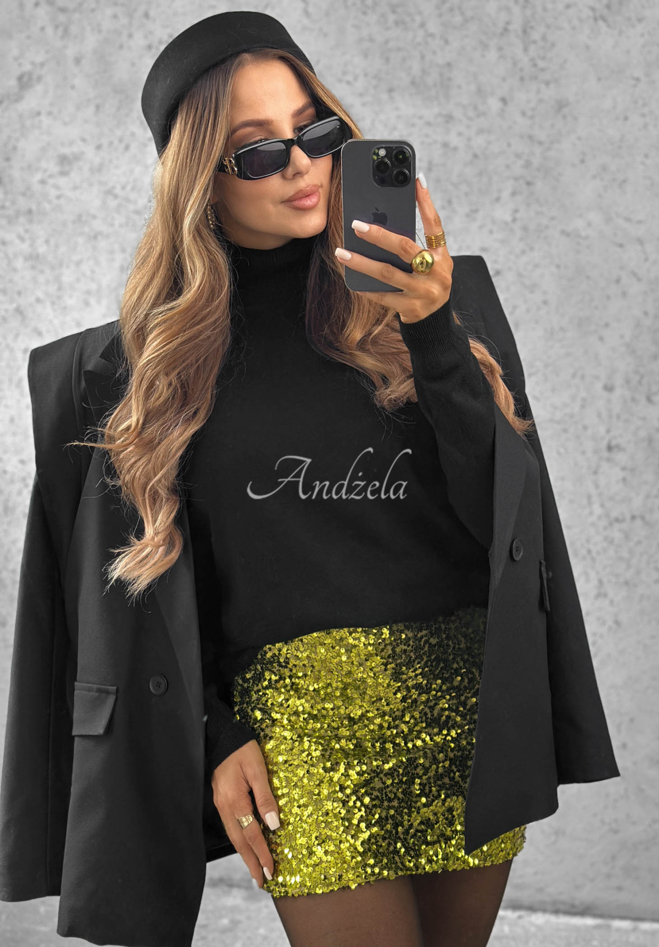 Flitrová mini sukně Glitter Doll zelený awokado