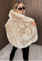 Bunda futerko s kapucí Fluffy Girl čokoládová