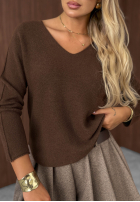 Lehký Svetr z dekoltem w serek Amber Woods khaki