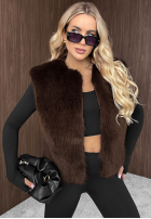 Krátká Vesta futerko Cozy Fur čokoládová