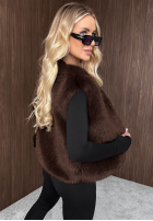 Krátká Vesta futerko Cozy Fur čokoládová