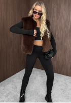 Krátká Vesta futerko Cozy Fur čokoládová