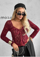 Gorsetowa Halenka longsleeve z koronki Pure Seduction černá
