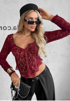 Gorsetowa Halenka longsleeve z koronki Pure Seduction černá