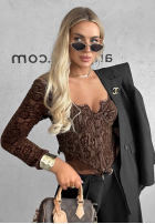Gorsetowa Halenka longsleeve z koronki Pure Seduction černá