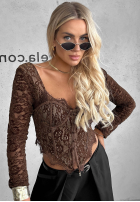 Gorsetowa Halenka longsleeve z koronki Pure Seduction černá