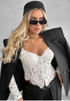 Gorsetowa Halenka longsleeve z koronki Pure Seduction černá