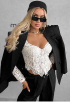 Gorsetowa Halenka longsleeve z koronki Pure Seduction černá