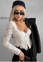 Gorsetowa Halenka longsleeve z koronki Pure Seduction černá