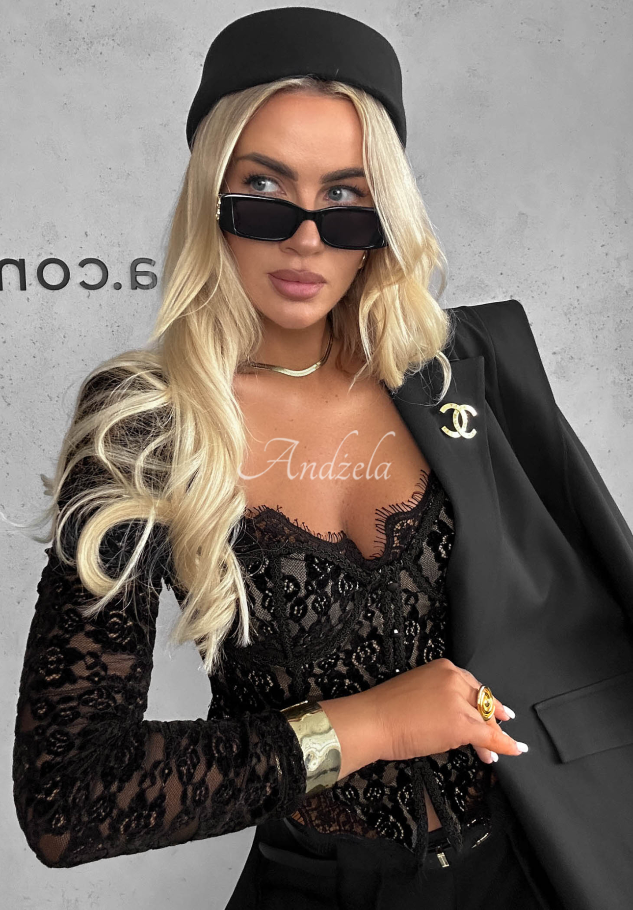 Korzetová halenka s dlouhým rukávem z krajky Pure Seduction černá