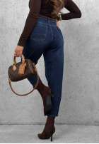 Kalhoty džínové  mom fit z paskiem Weekend Mess tmavě modré