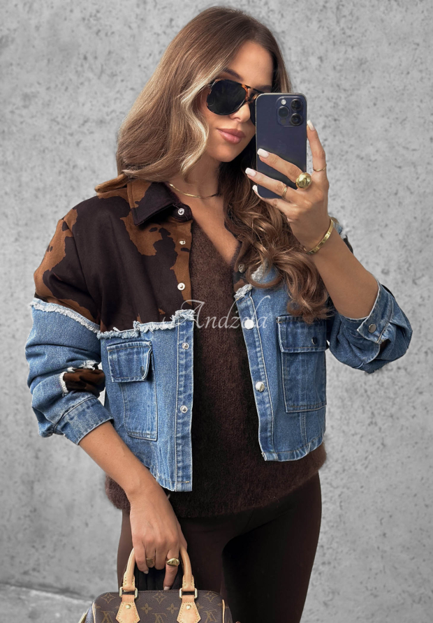 Dž&iacute;nov&aacute; bunda se semi&scaron;ov&yacute;mi prvky Denim Cowgirl modr&aacute;
