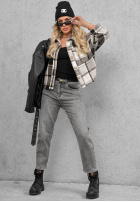 Kalhoty džínové  mom fit Casual Autumn šedé