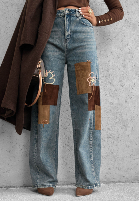 Džíny wide leg s nášivkami Fall Mood modré
