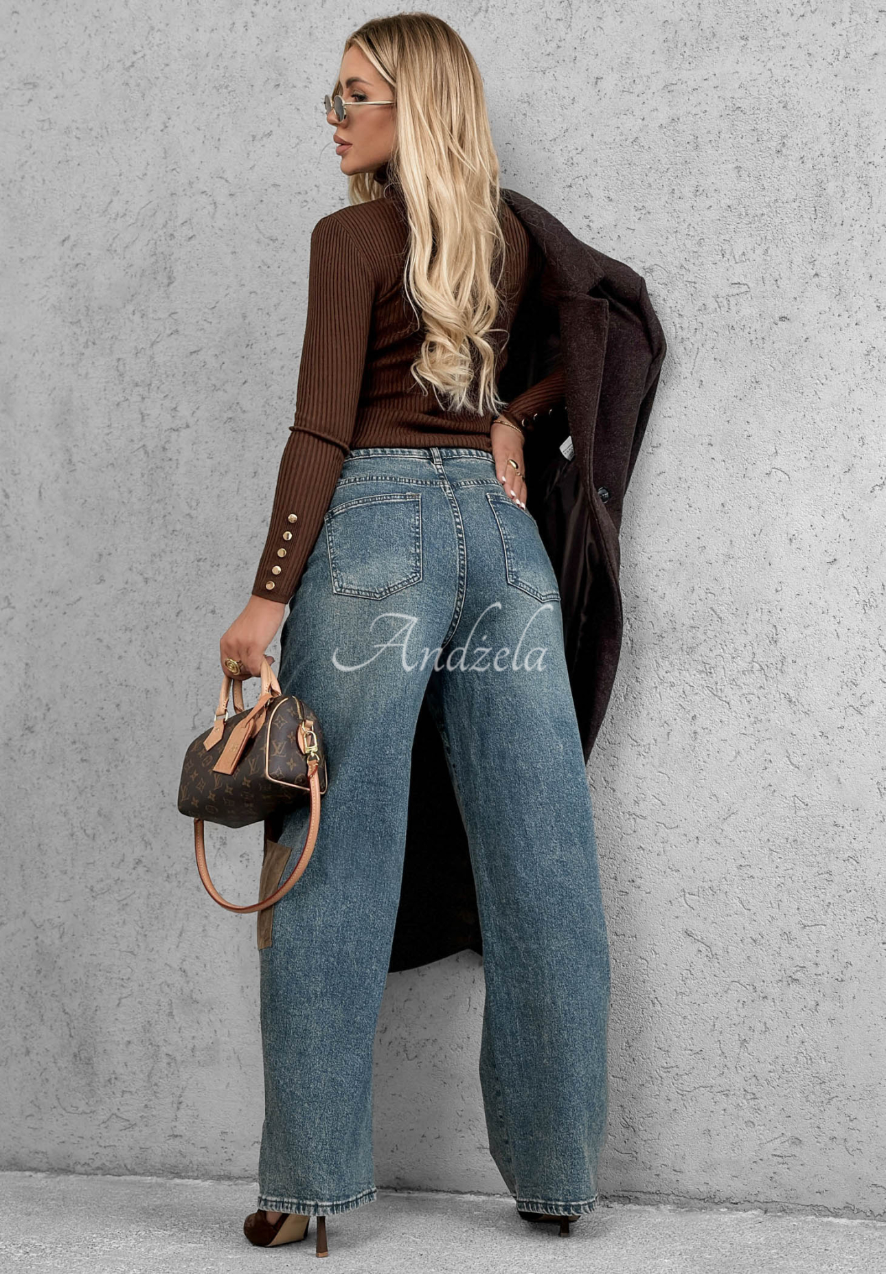 Džíny wide leg s nášivkami Fall Mood modré