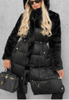 Długa Prošívaná Bunda z misiem Out Today černá
