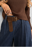 Kalhoty džínové  wide leg z paskiem Amber Chapter modré